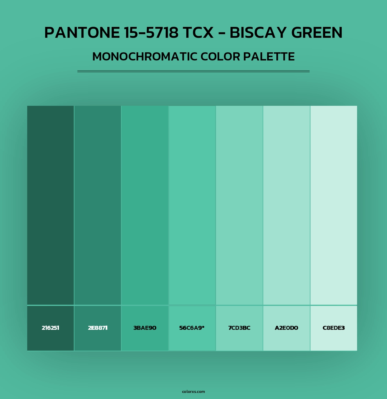 PANTONE 15-5718 TCX - Biscay Green - Monochromatic Color Palette