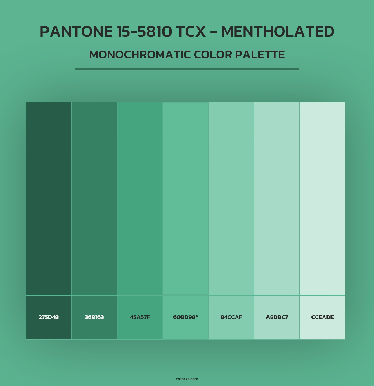 PANTONE 15-5810 TCX - Mentholated - Monochromatic Color Palette