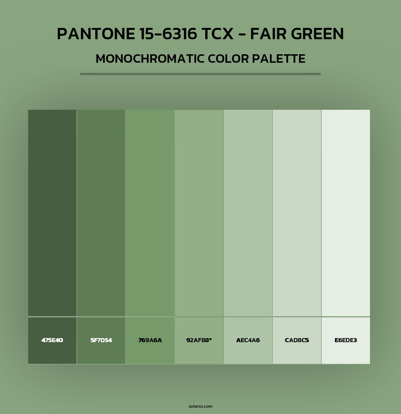 PANTONE 15-6316 TCX - Fair Green - Monochromatic Color Palette