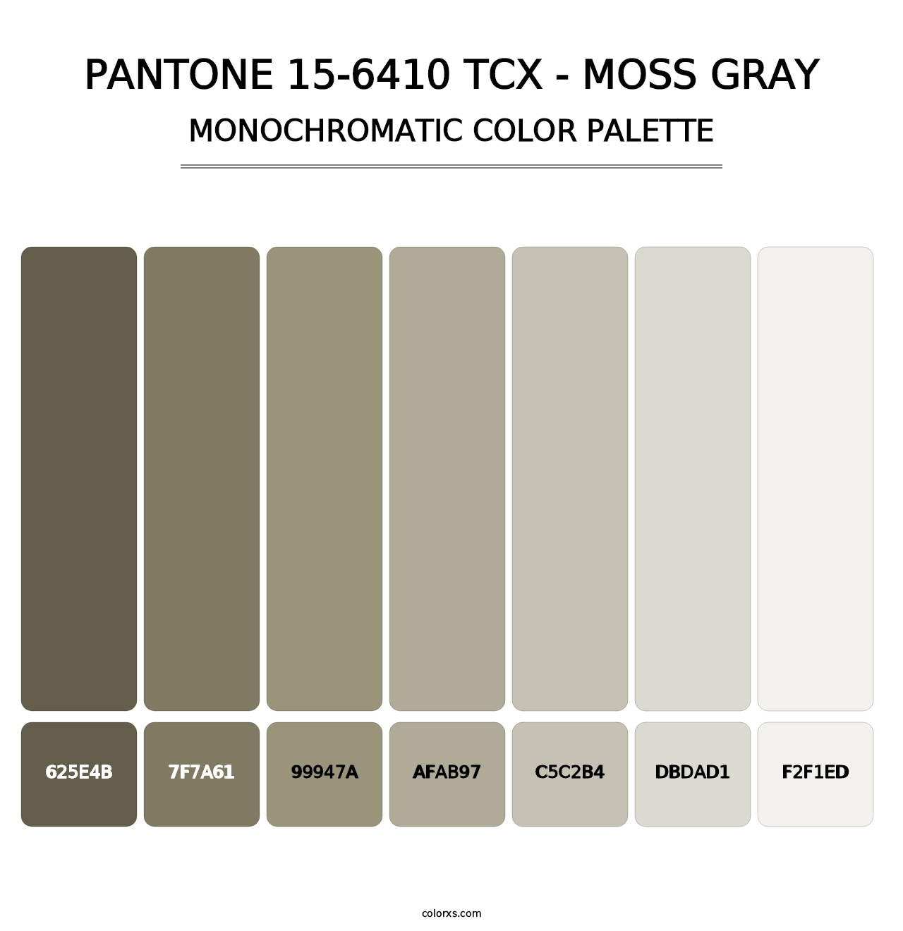 PANTONE 15-6410 TCX - Moss Gray - Monochromatic Color Palette