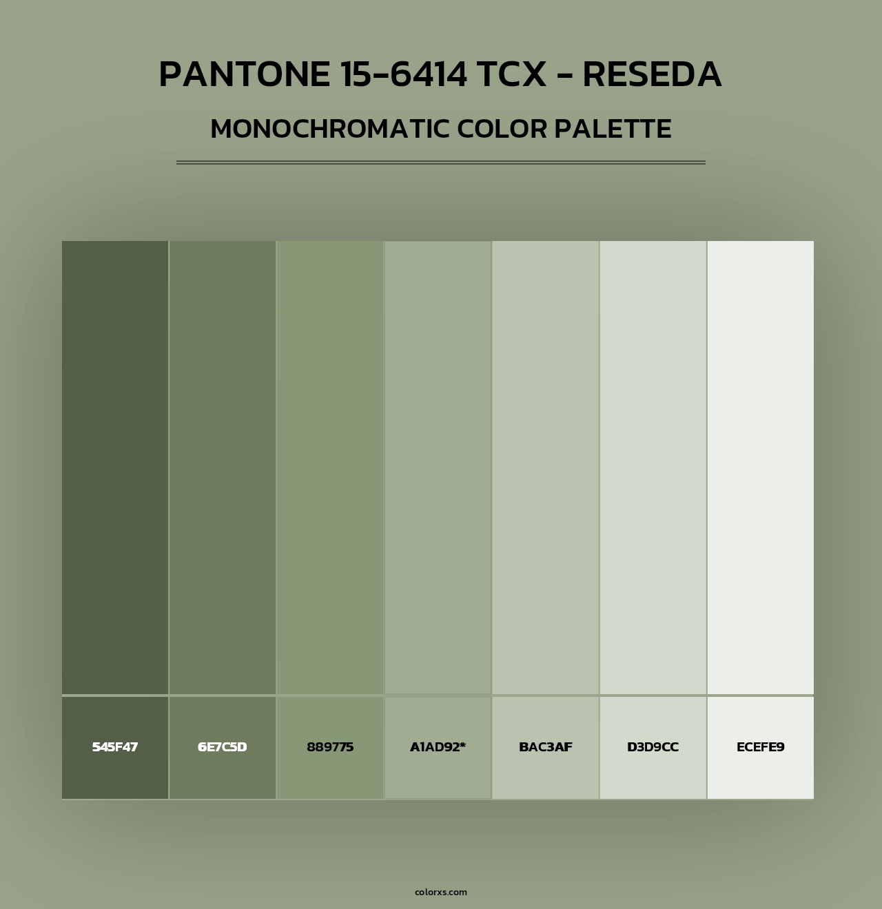 PANTONE 15-6414 TCX - Reseda - Monochromatic Color Palette