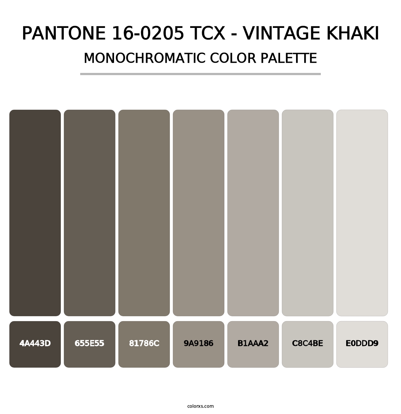 PANTONE 16-0205 TCX - Vintage Khaki - Monochromatic Color Palette