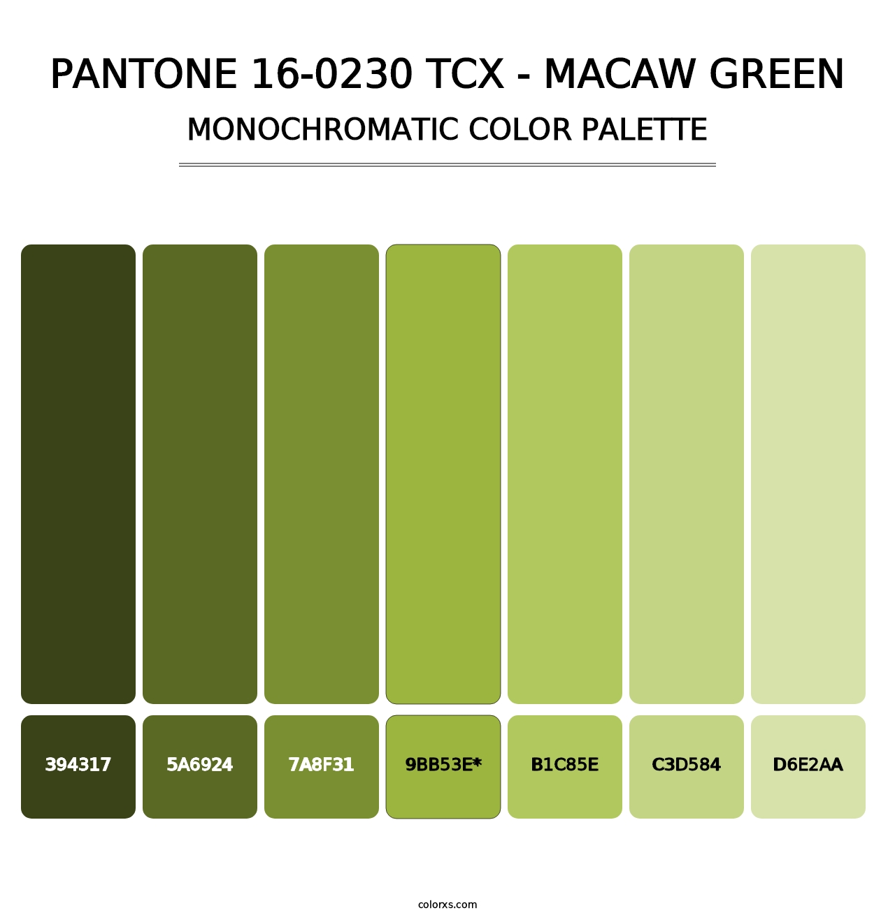 PANTONE 16-0230 TCX - Macaw Green - Monochromatic Color Palette