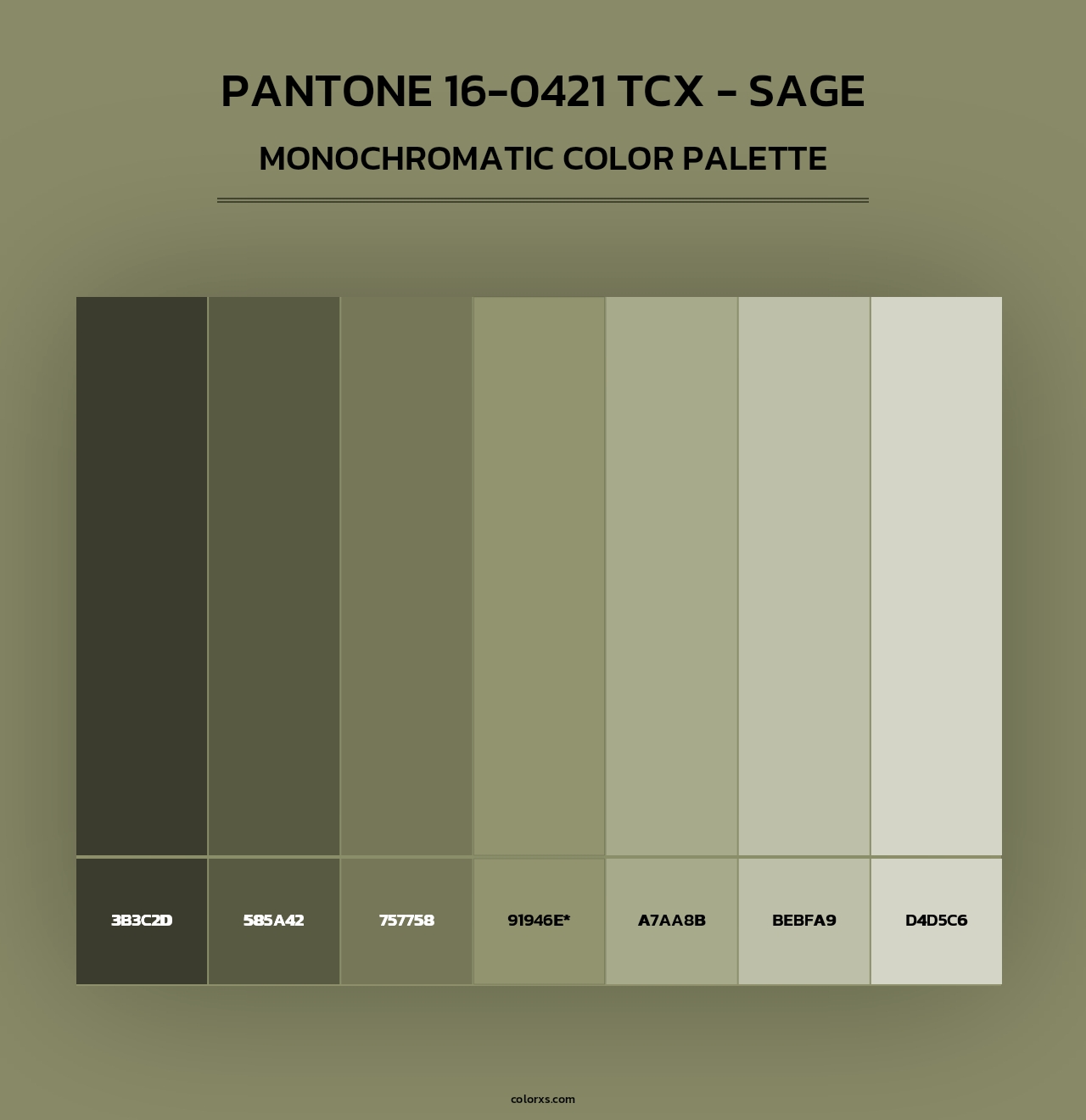 PANTONE 16-0421 TCX - Sage - Monochromatic Color Palette