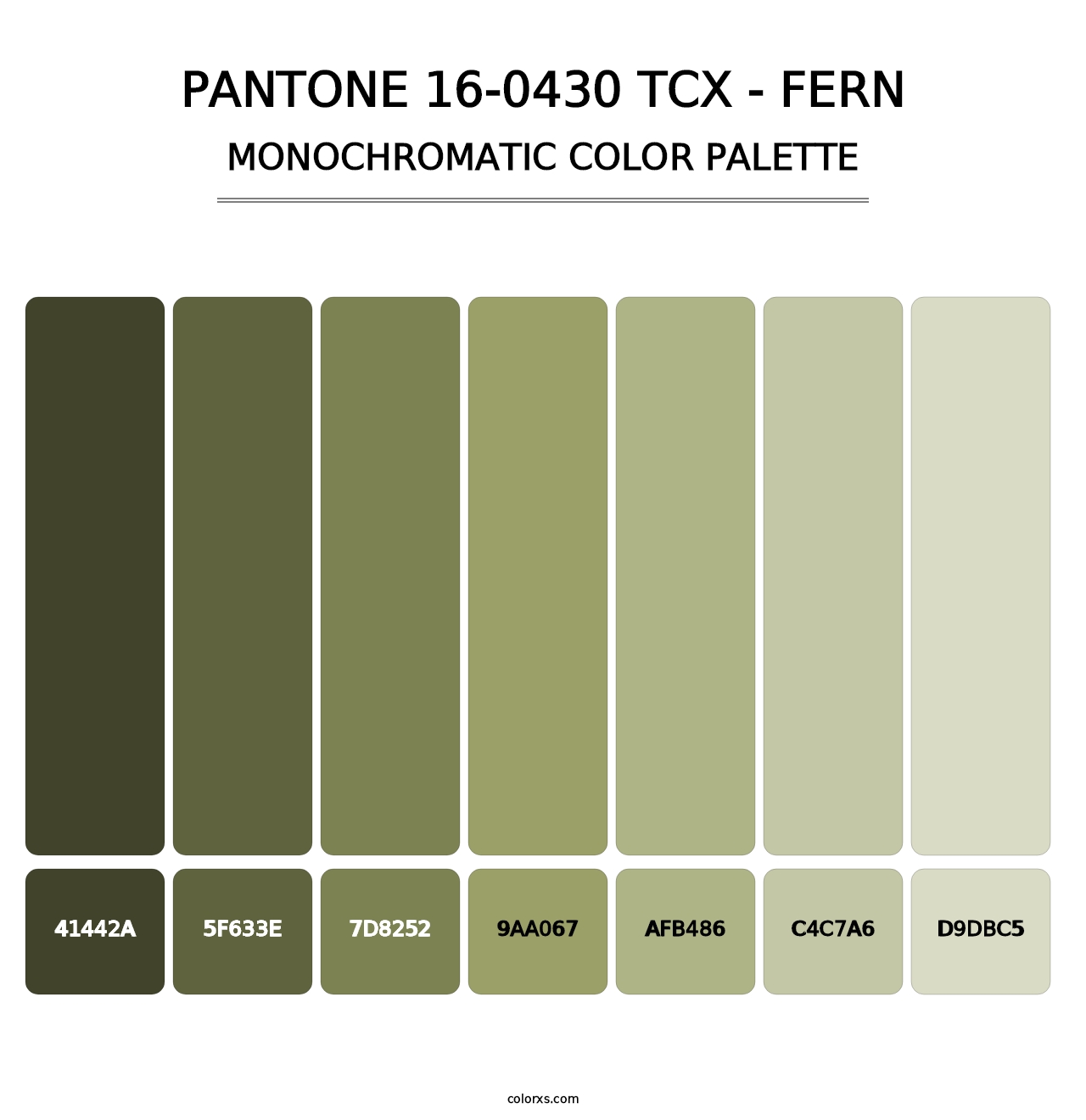 PANTONE 16-0430 TCX - Fern - Monochromatic Color Palette