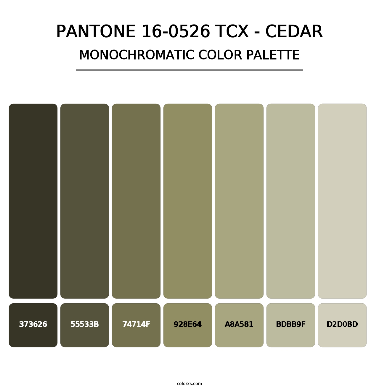 PANTONE 16-0526 TCX - Cedar - Monochromatic Color Palette
