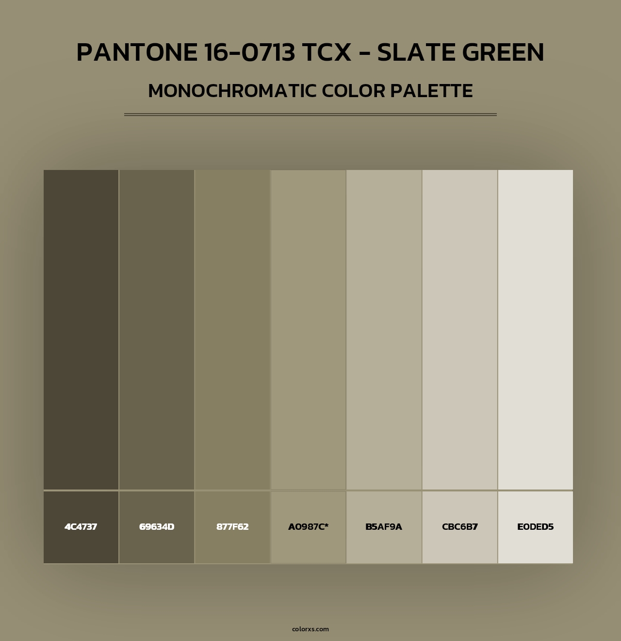 PANTONE 16-0713 TCX - Slate Green - Monochromatic Color Palette