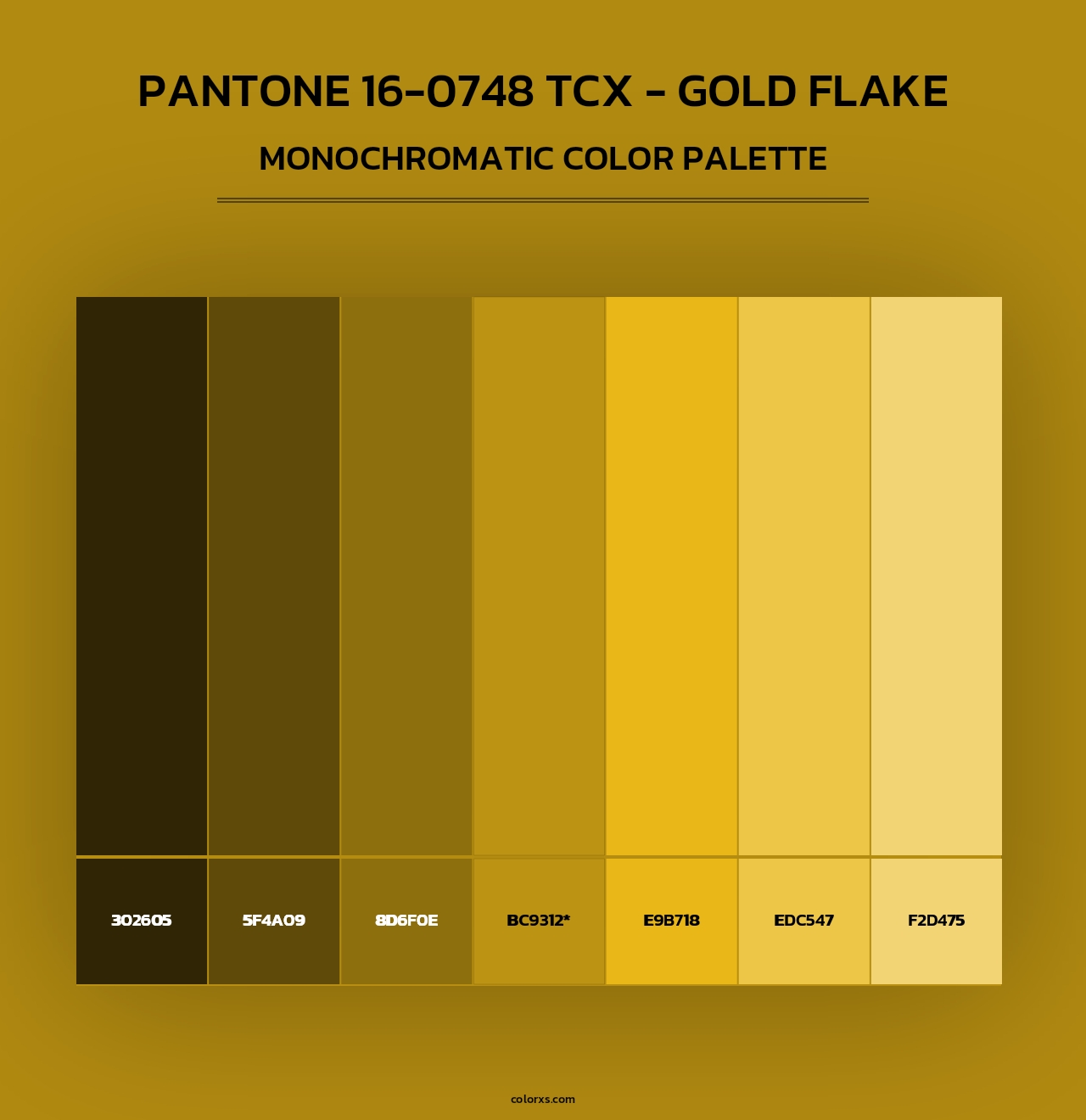 PANTONE 16-0748 TCX - Gold Flake - Monochromatic Color Palette