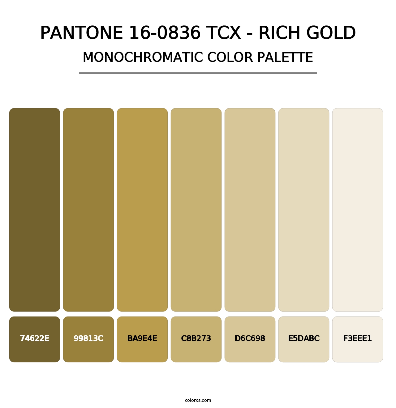 PANTONE 16-0836 TCX - Rich Gold - Monochromatic Color Palette
