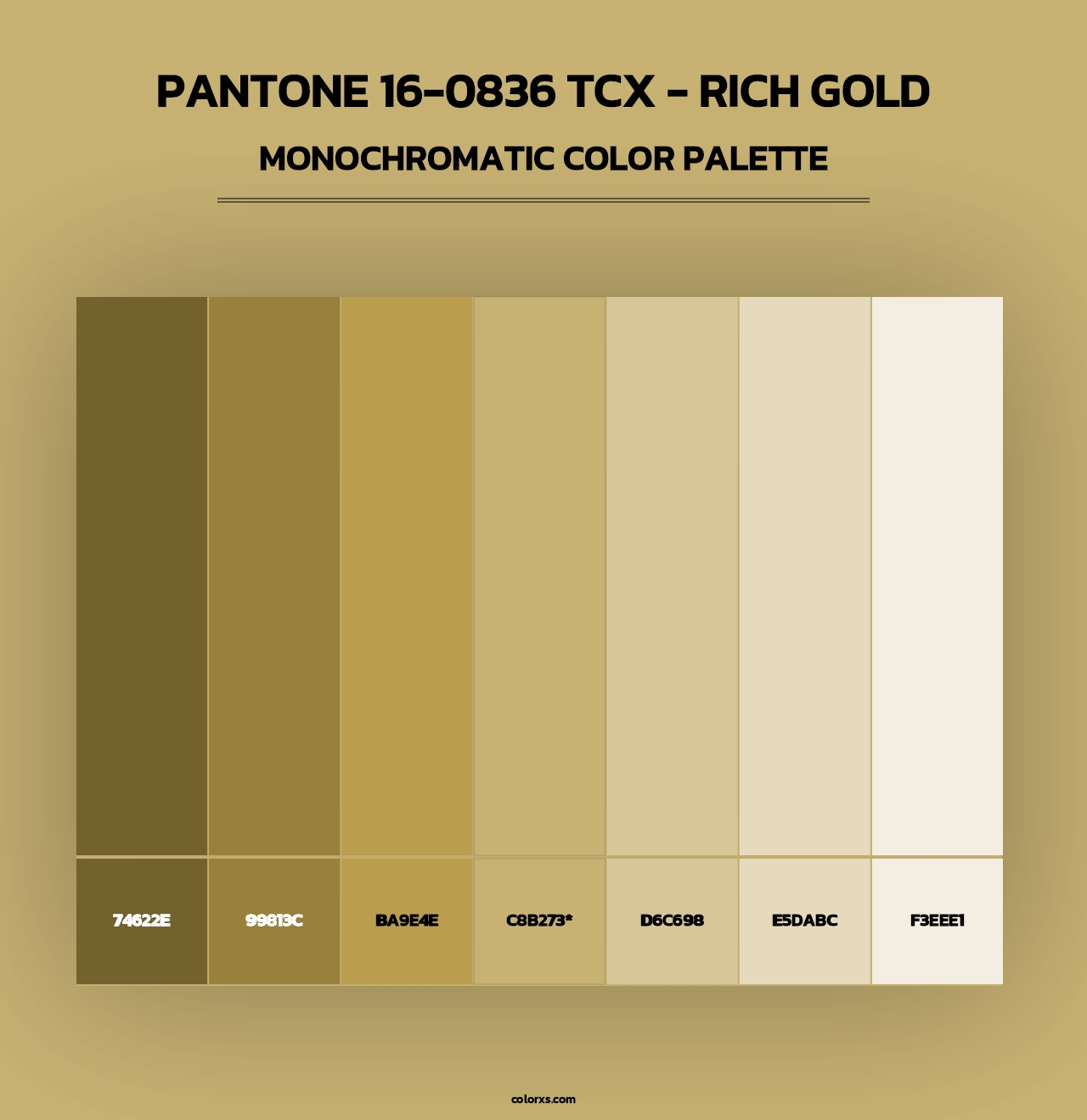 PANTONE 16-0836 TCX - Rich Gold - Monochromatic Color Palette