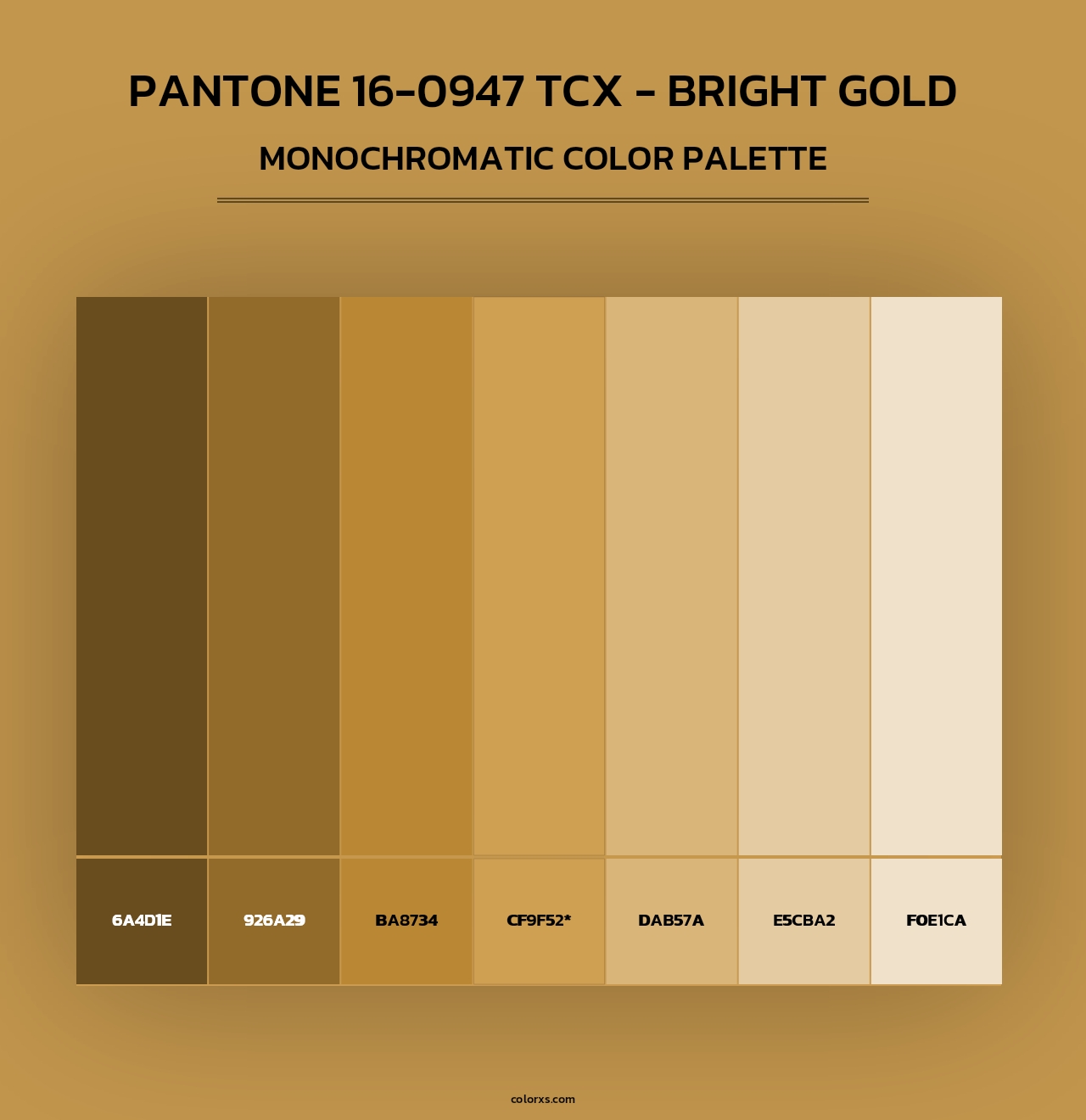 PANTONE 16-0947 TCX - Bright Gold - Monochromatic Color Palette