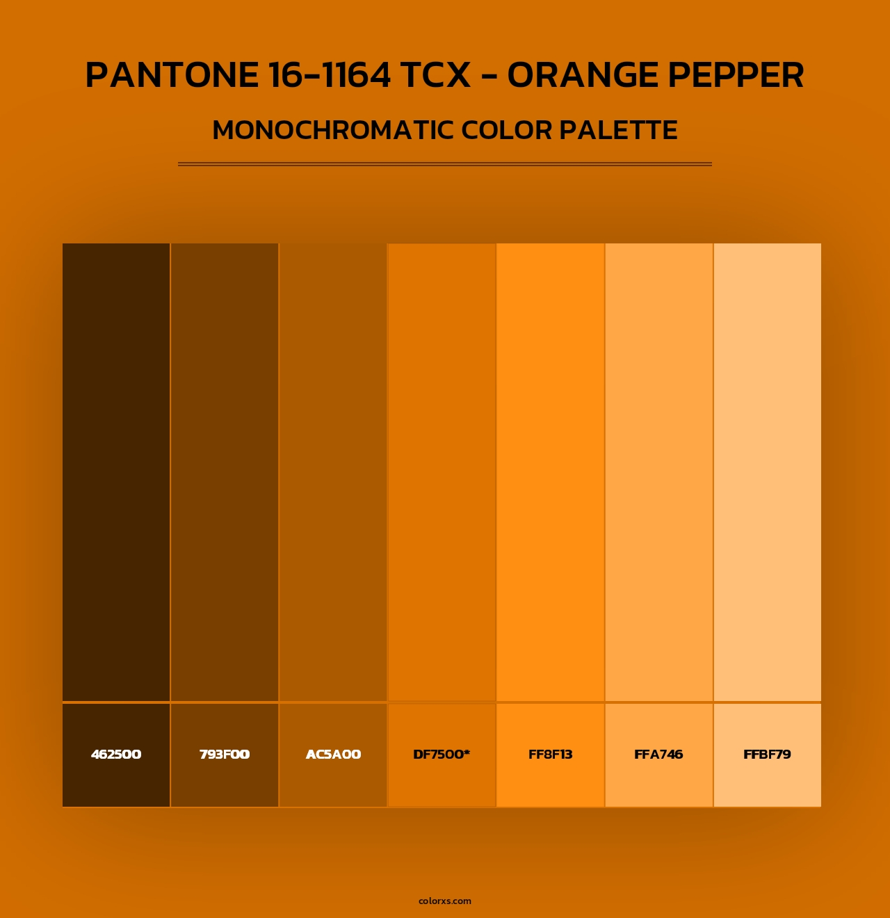 PANTONE 16-1164 TCX - Orange Pepper - Monochromatic Color Palette