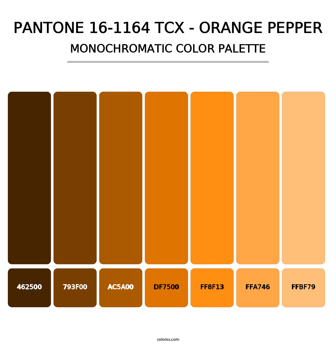 PANTONE 16-1164 TCX - Orange Pepper - Monochromatic Color Palette