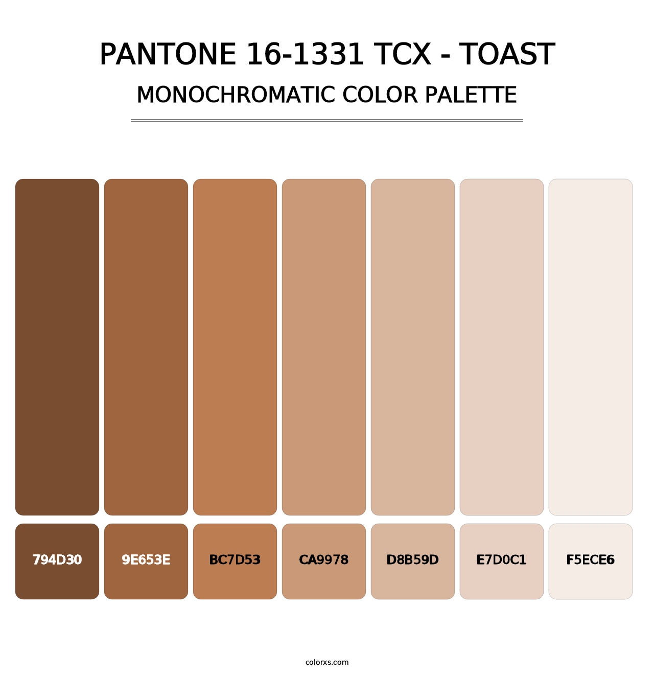 PANTONE 16-1331 TCX - Toast - Monochromatic Color Palette