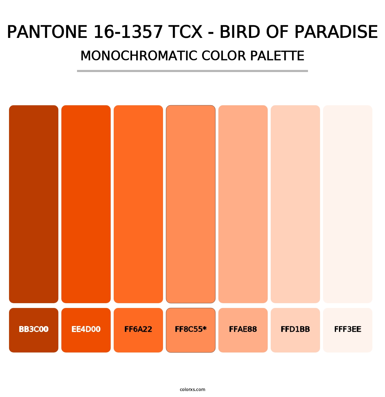PANTONE 16-1357 TCX - Bird of Paradise - Monochromatic Color Palette