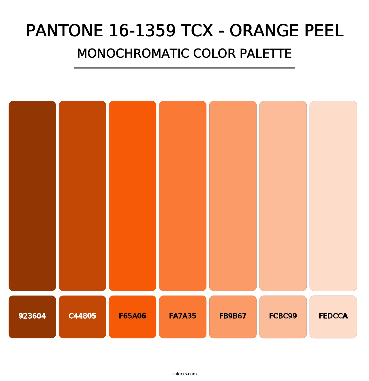 PANTONE 16-1359 TCX - Orange Peel - Monochromatic Color Palette