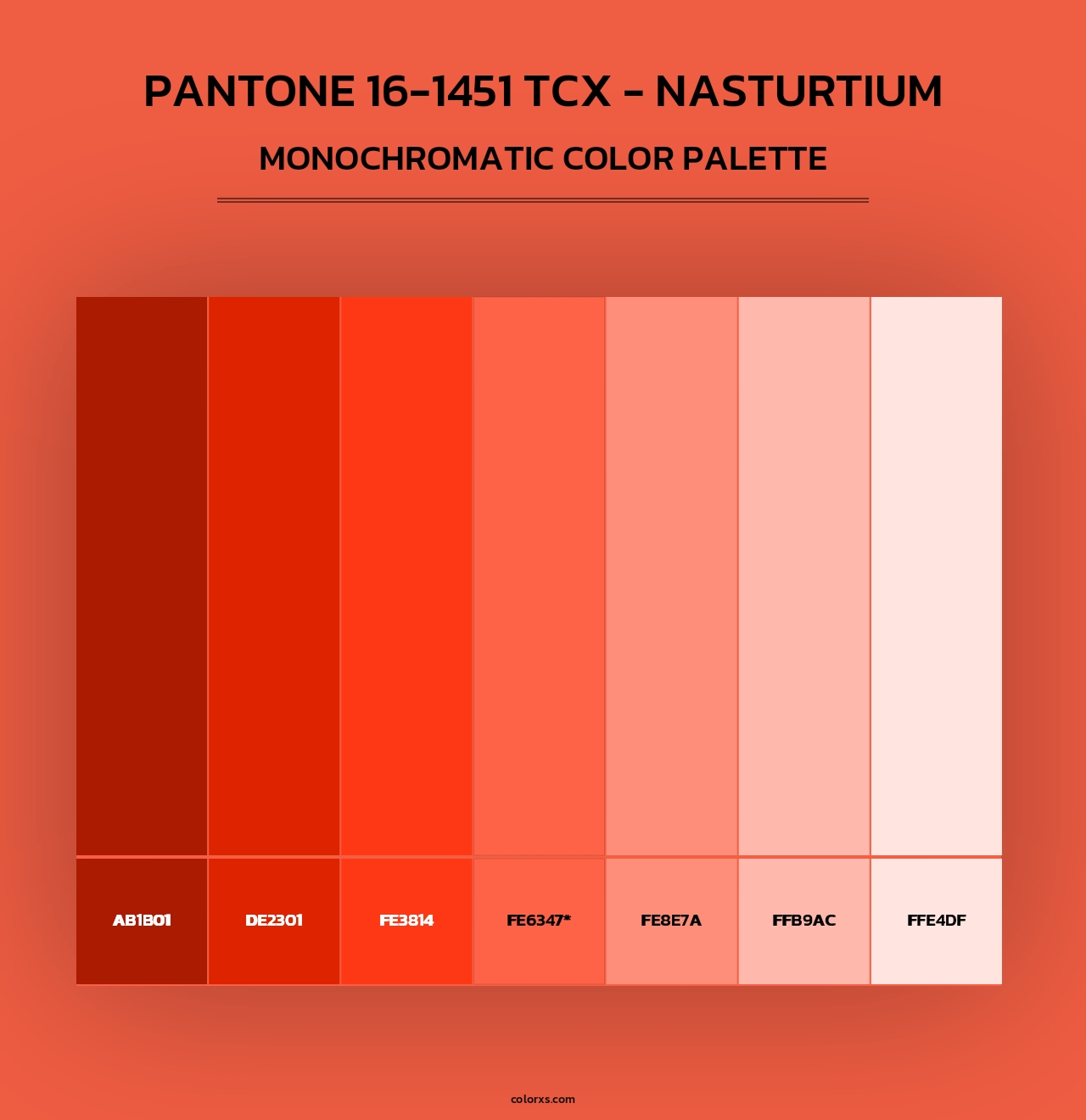 PANTONE 16-1451 TCX - Nasturtium - Monochromatic Color Palette