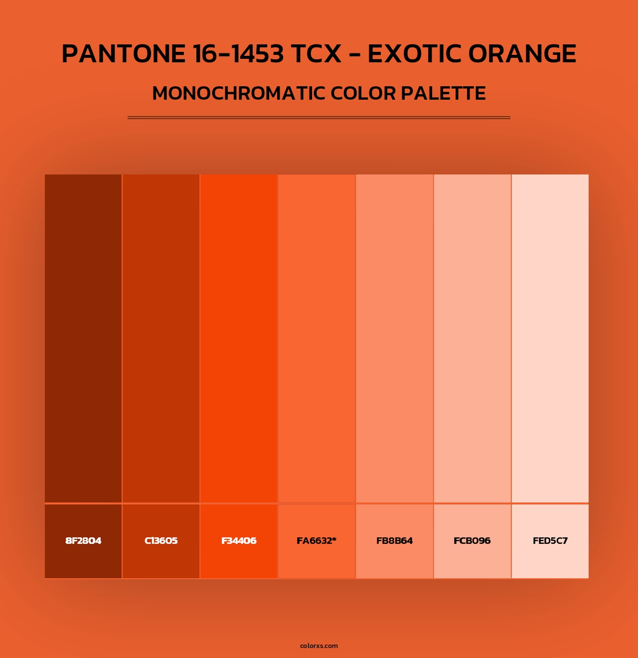 PANTONE 16-1453 TCX - Exotic Orange - Monochromatic Color Palette