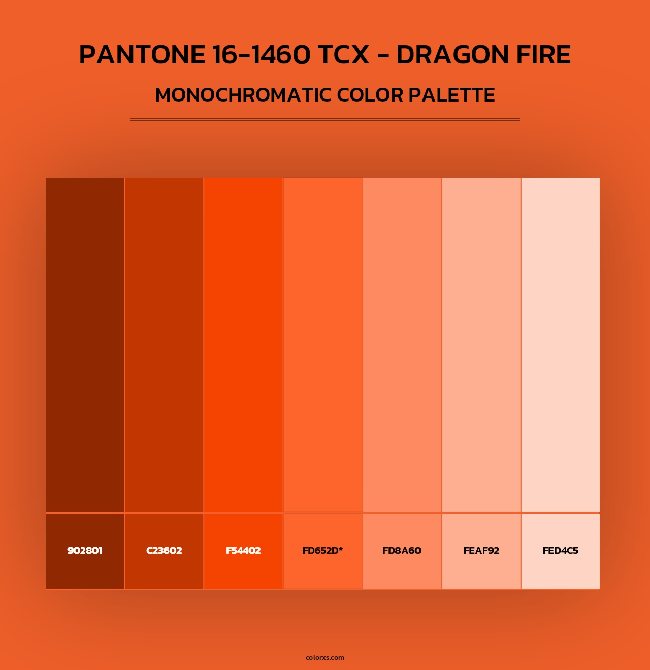 PANTONE 16-1460 TCX - Dragon Fire - Monochromatic Color Palette