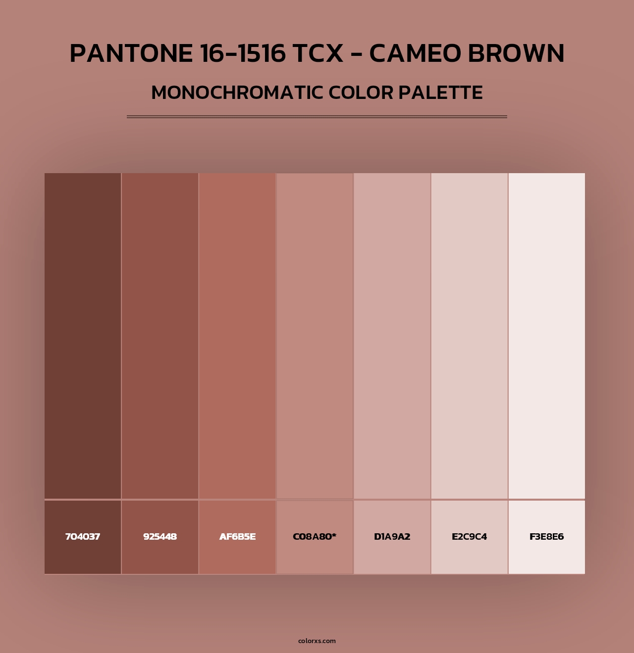 PANTONE 16-1516 TCX - Cameo Brown - Monochromatic Color Palette