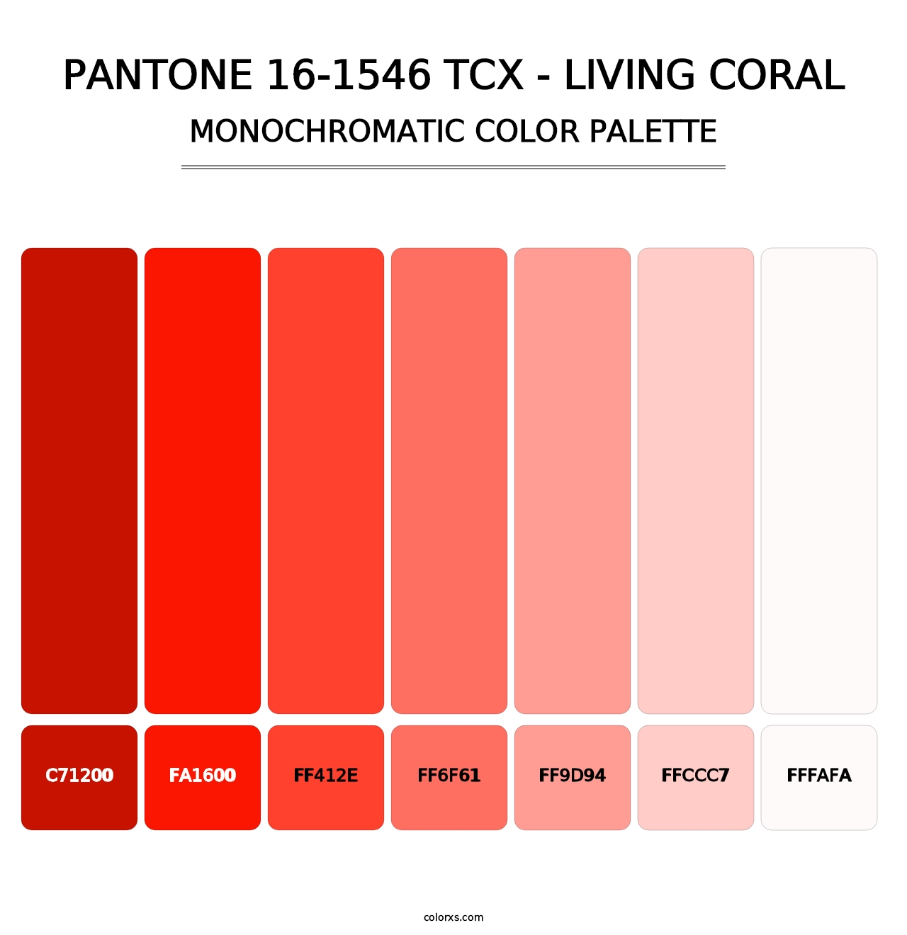 PANTONE 16-1546 TCX - Living Coral - Monochromatic Color Palette