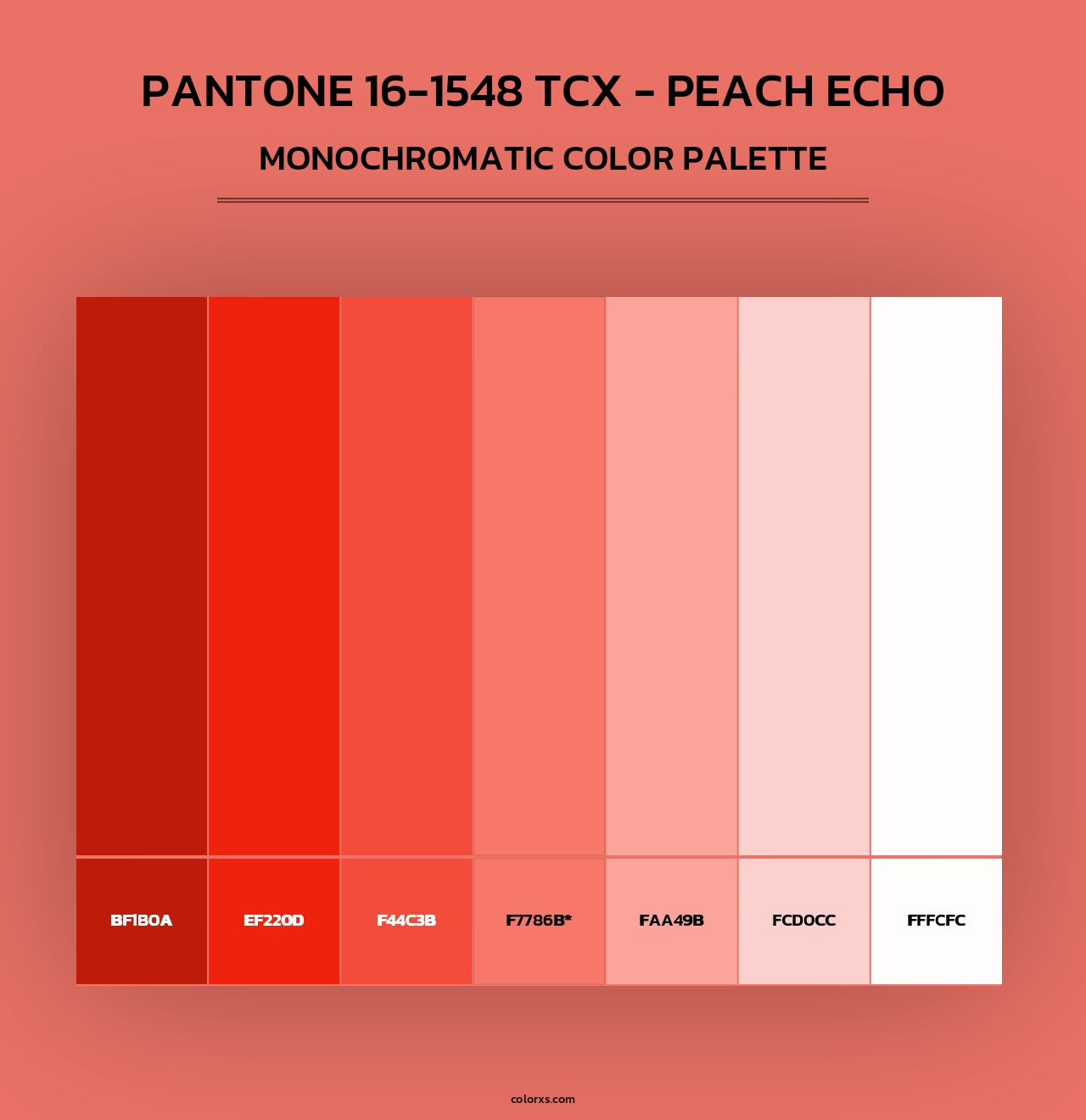 PANTONE 16-1548 TCX - Peach Echo - Monochromatic Color Palette