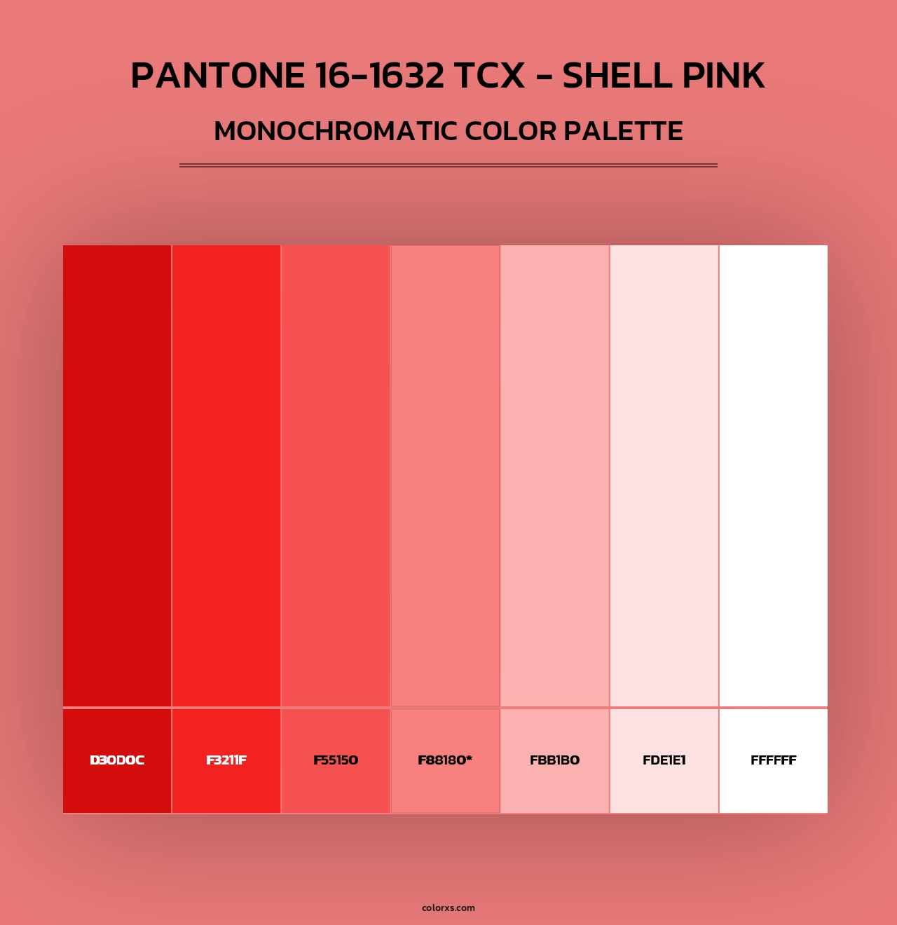 PANTONE 16-1632 TCX - Shell Pink - Monochromatic Color Palette