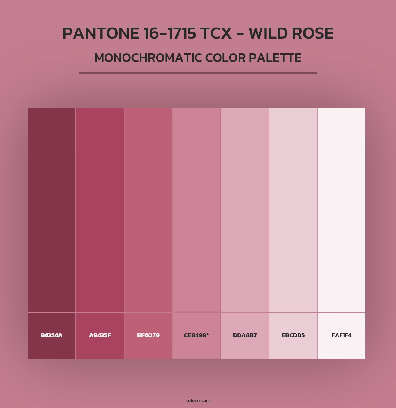 PANTONE 16-1715 TCX - Wild Rose - Monochromatic Color Palette