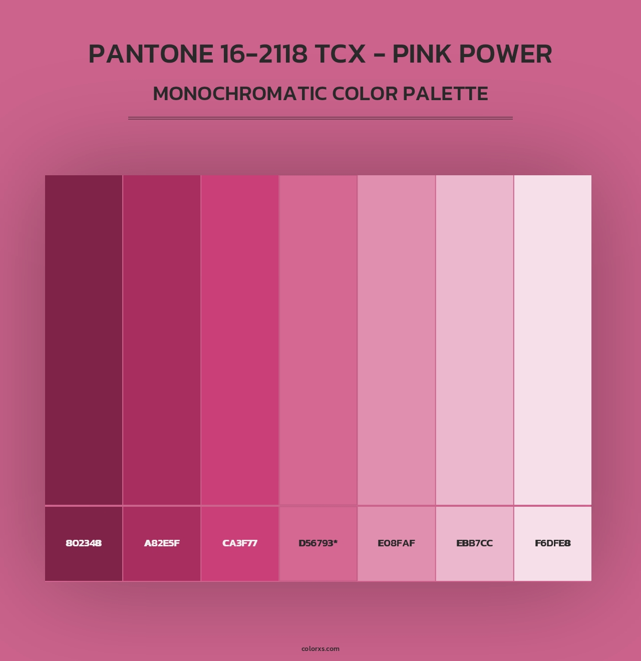 PANTONE 16-2118 TCX - Pink Power - Monochromatic Color Palette