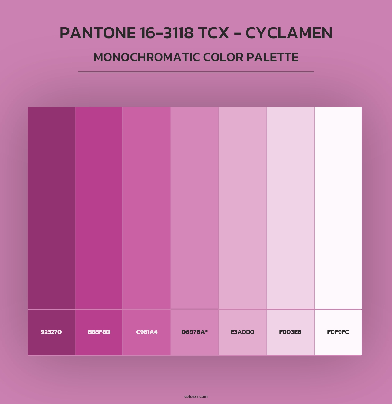 PANTONE 16-3118 TCX - Cyclamen - Monochromatic Color Palette