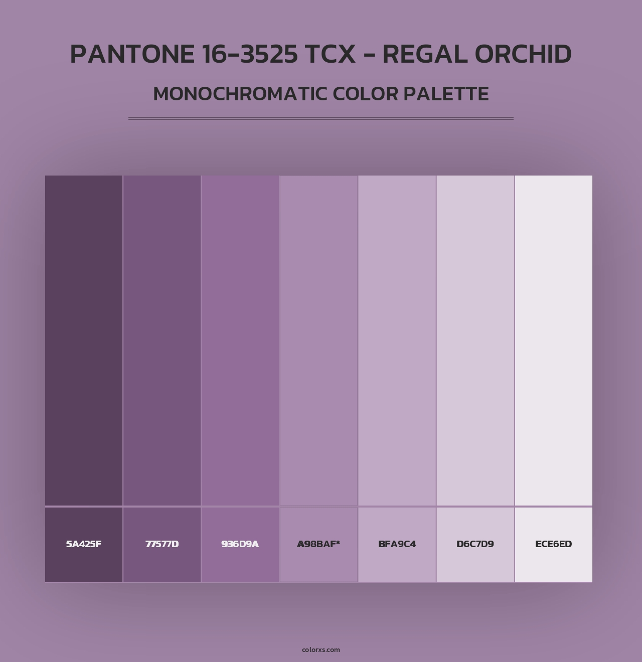 PANTONE 16-3525 TCX - Regal Orchid - Monochromatic Color Palette
