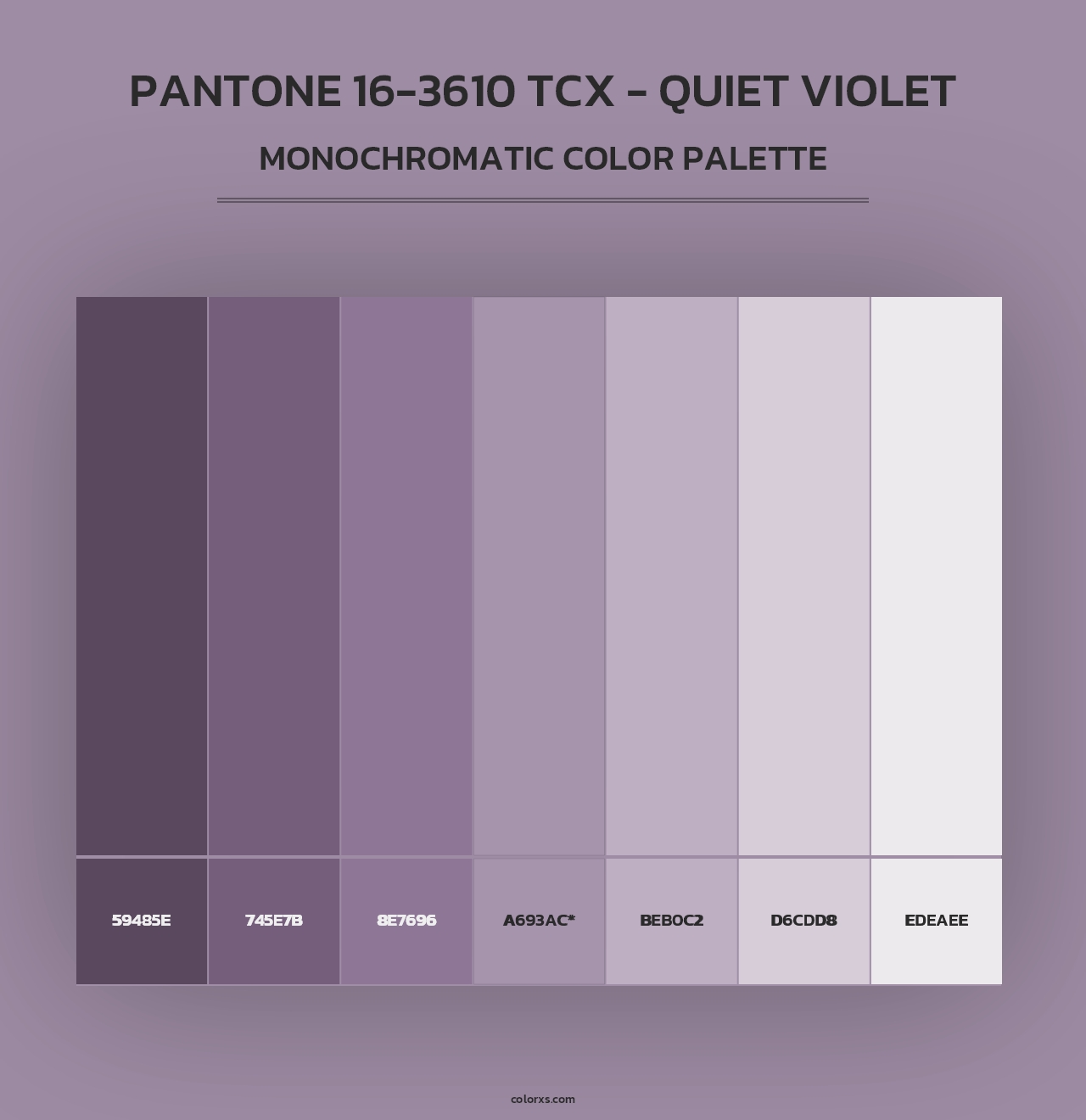 PANTONE 16-3610 TCX - Quiet Violet - Monochromatic Color Palette
