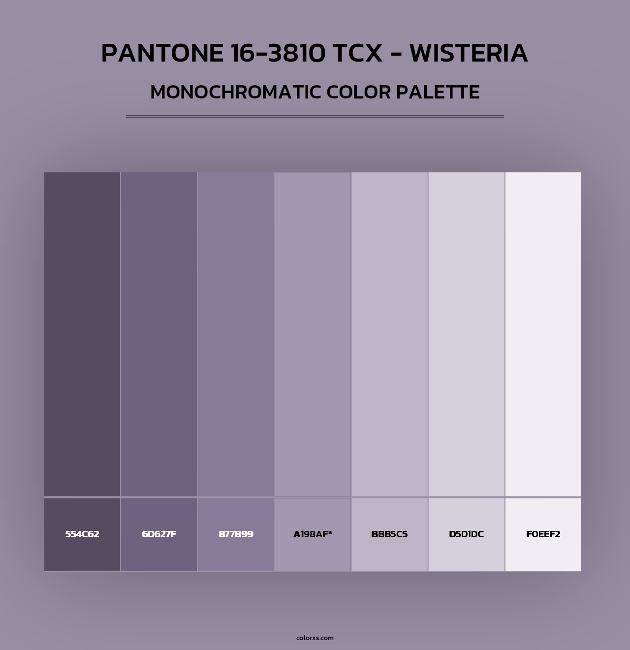 PANTONE 16-3810 TCX - Wisteria - Monochromatic Color Palette