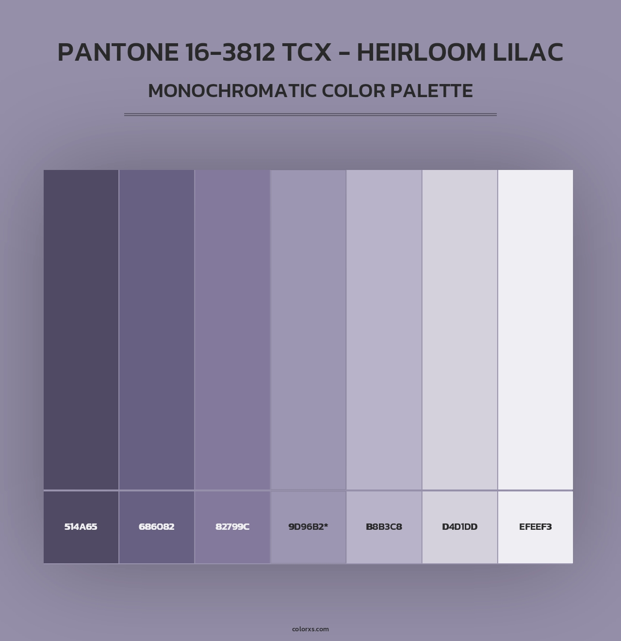 PANTONE 16-3812 TCX - Heirloom Lilac - Monochromatic Color Palette