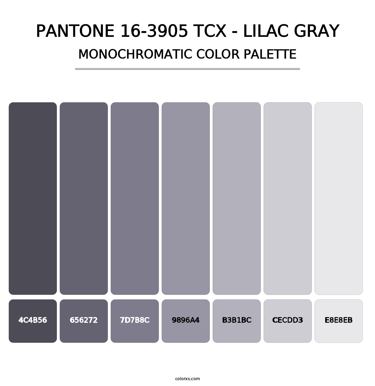PANTONE 16-3905 TCX - Lilac Gray - Monochromatic Color Palette