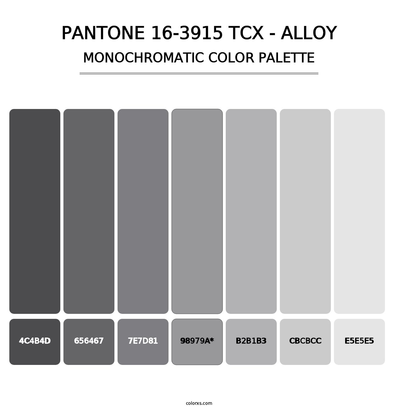 PANTONE 16-3915 TCX - Alloy - Monochromatic Color Palette