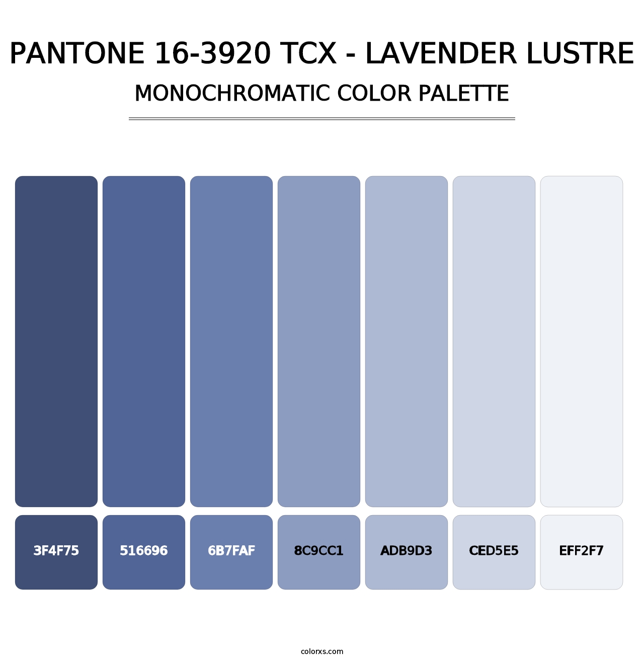 PANTONE 16-3920 TCX - Lavender Lustre - Monochromatic Color Palette