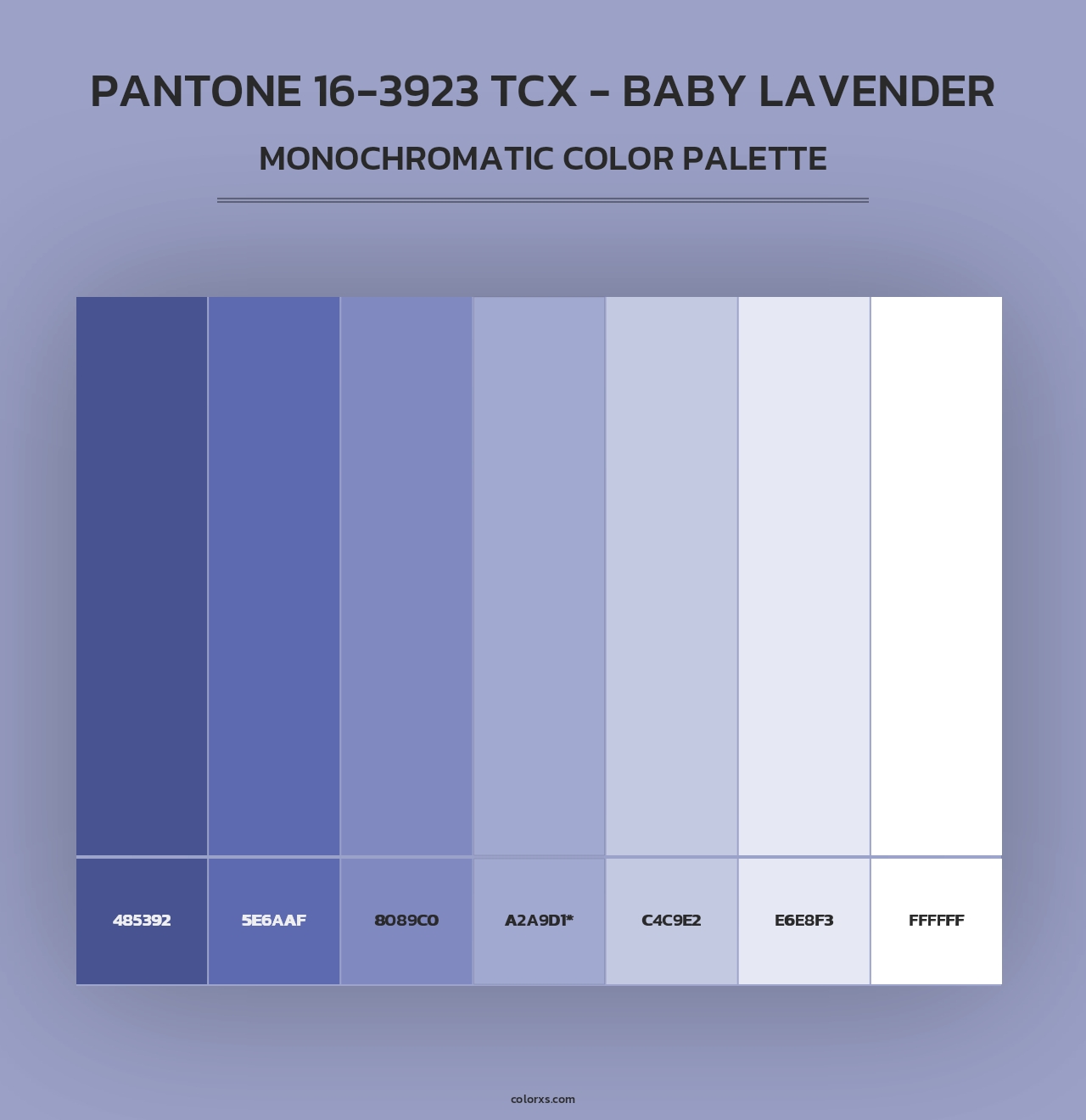 PANTONE 16-3923 TCX - Baby Lavender - Monochromatic Color Palette