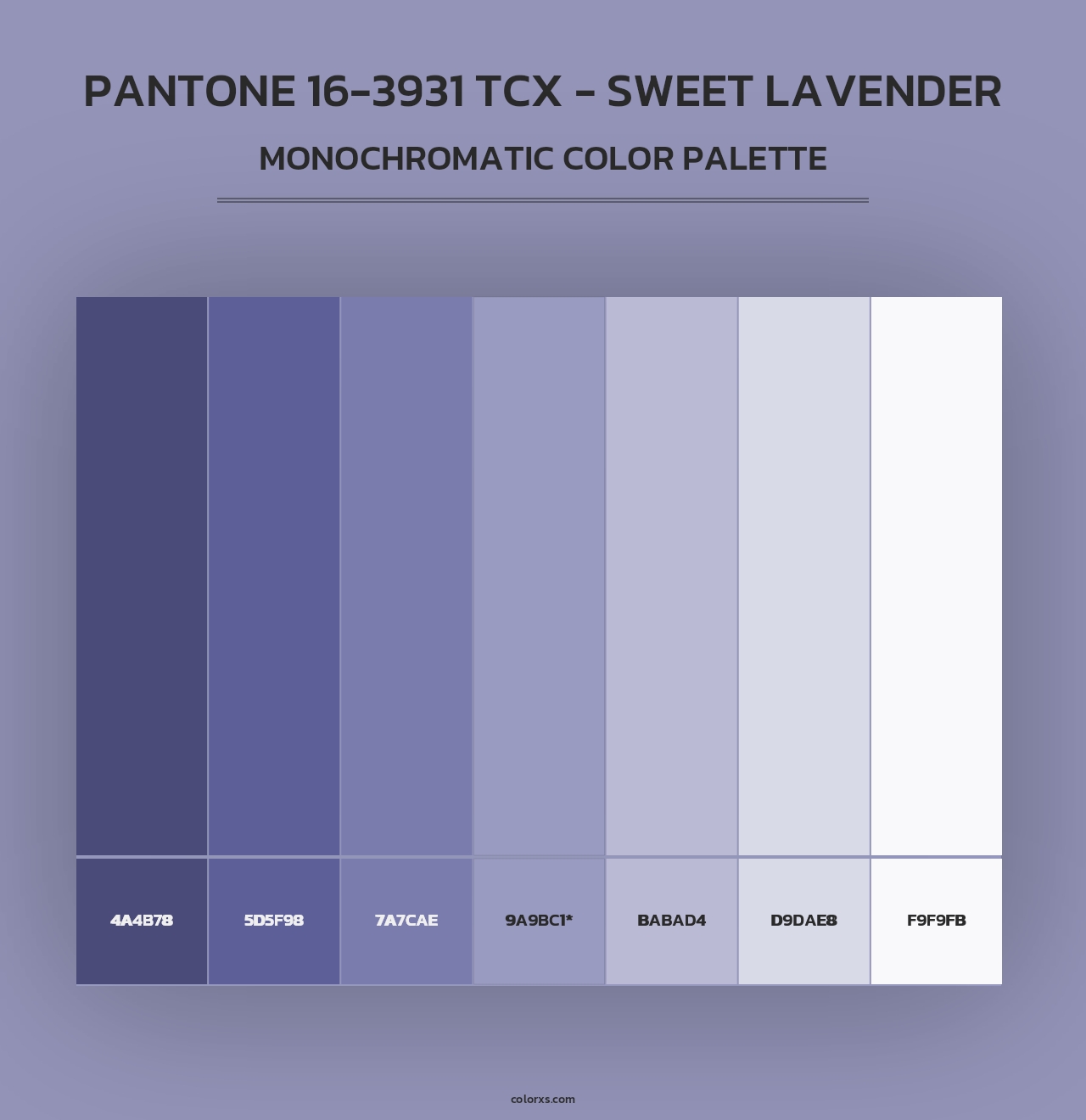 PANTONE 16-3931 TCX - Sweet Lavender - Monochromatic Color Palette