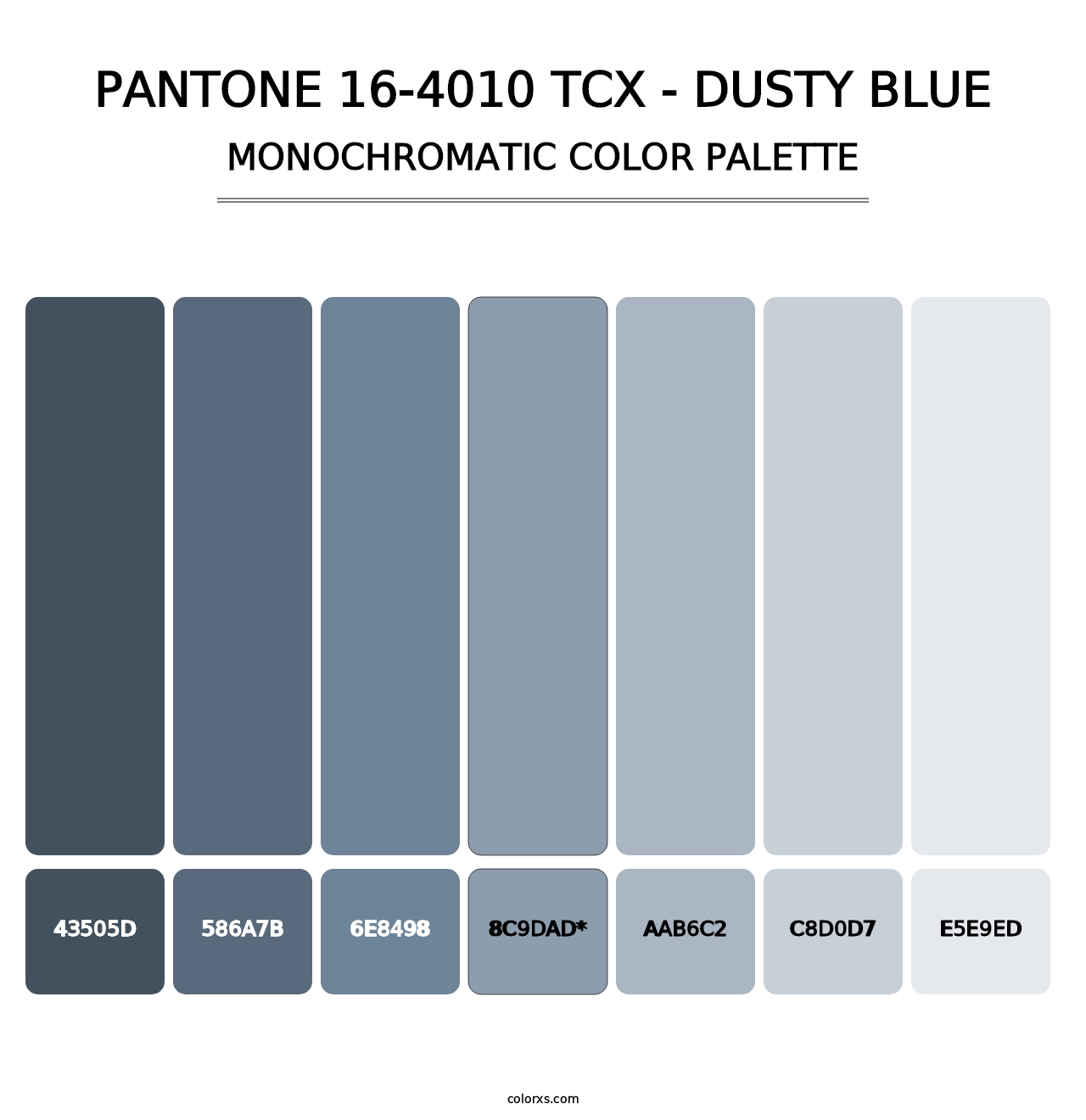 PANTONE 16-4010 TCX - Dusty Blue - Monochromatic Color Palette