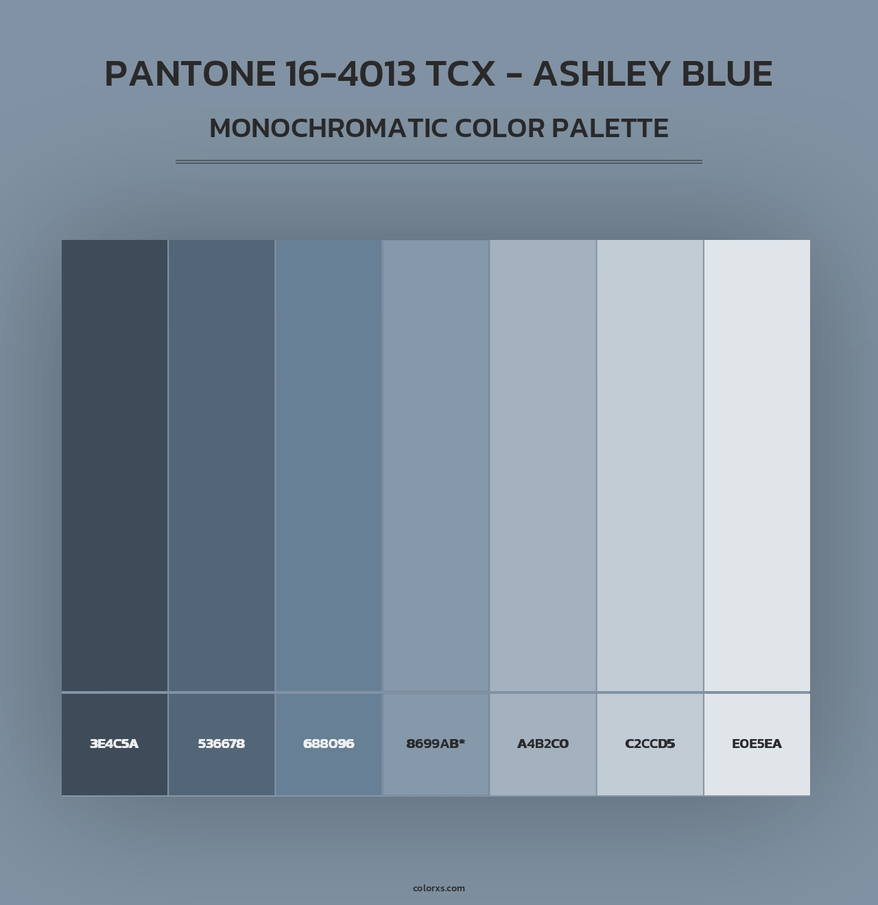 PANTONE 16-4013 TCX - Ashley Blue - Monochromatic Color Palette