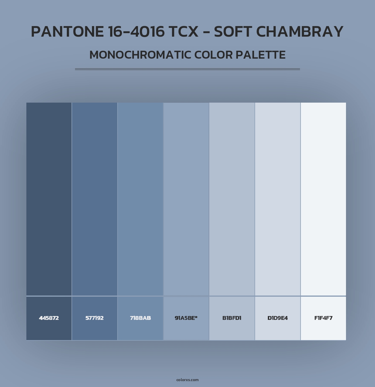 PANTONE 16-4016 TCX - Soft Chambray - Monochromatic Color Palette