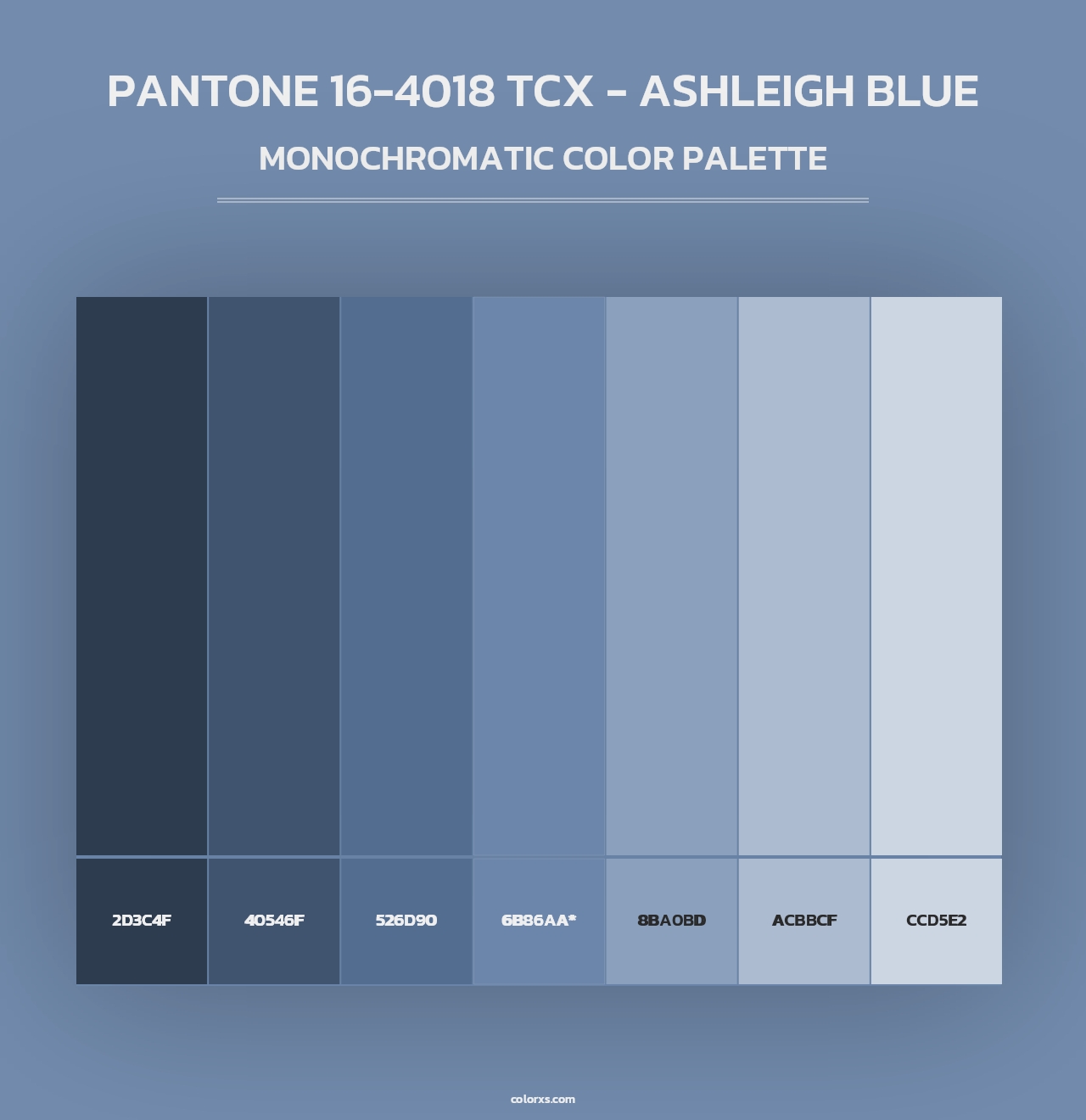 PANTONE 16-4018 TCX - Ashleigh Blue - Monochromatic Color Palette
