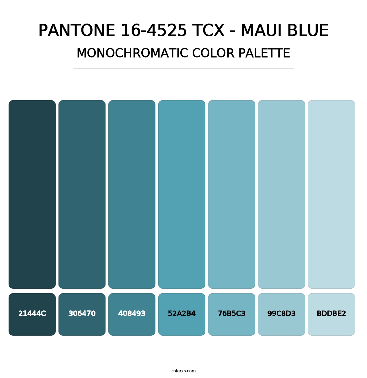 PANTONE 16-4525 TCX - Maui Blue - Monochromatic Color Palette