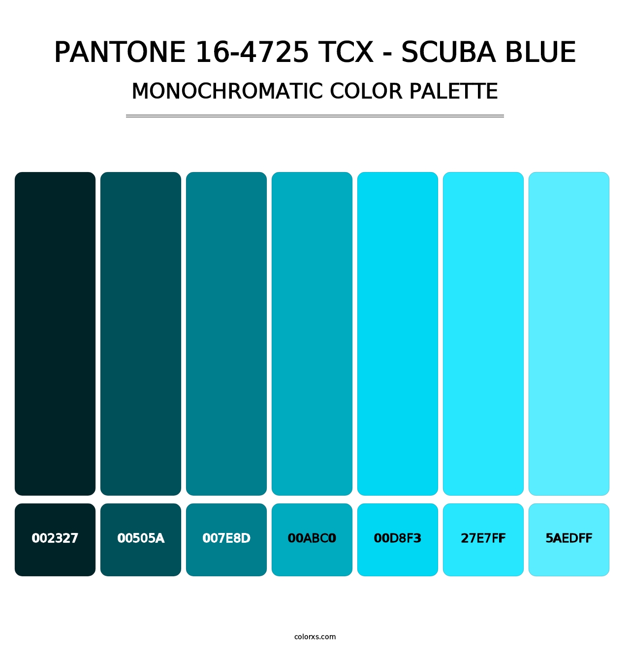 PANTONE 16-4725 TCX - Scuba Blue - Monochromatic Color Palette