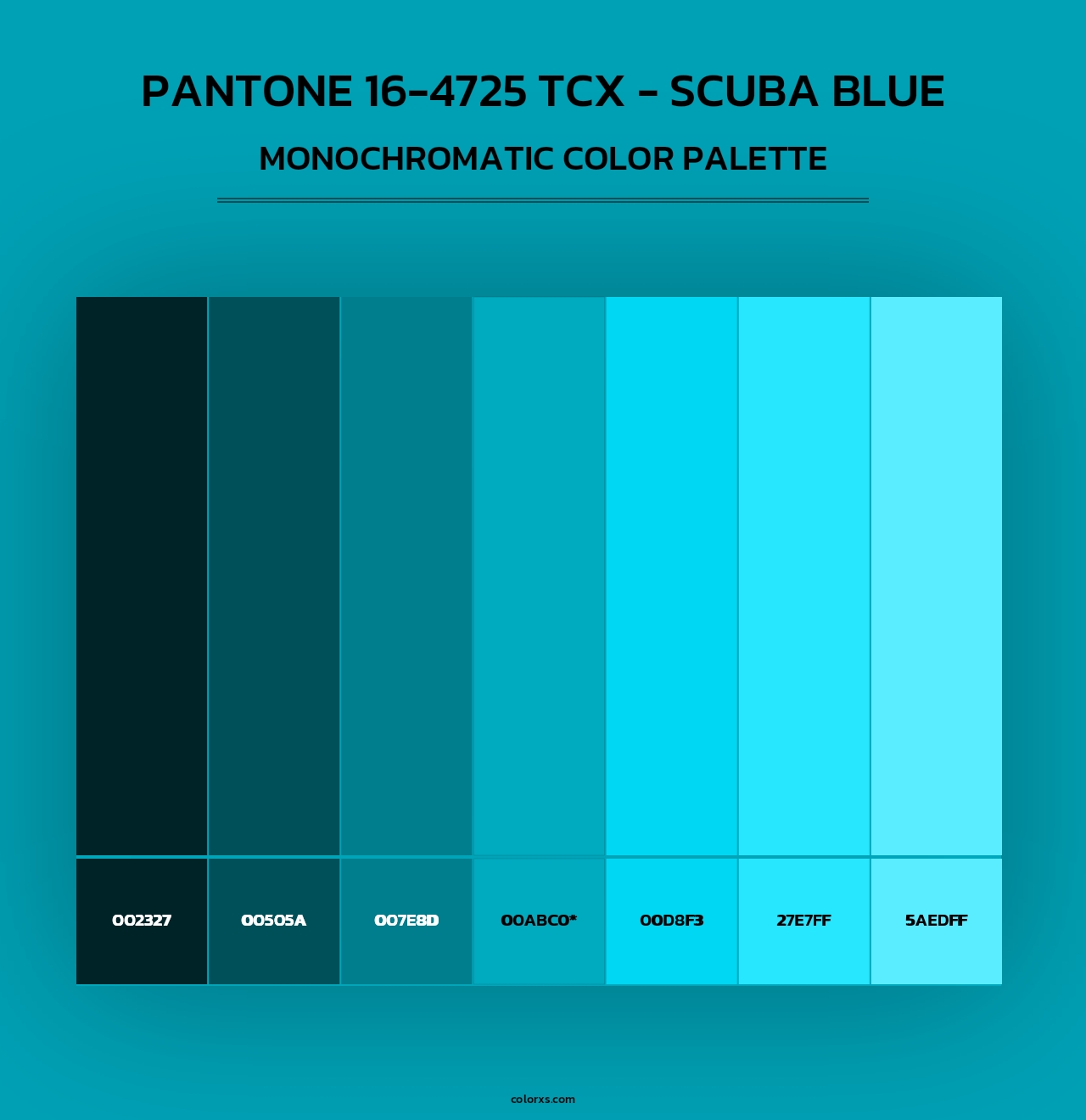 PANTONE 16-4725 TCX - Scuba Blue - Monochromatic Color Palette