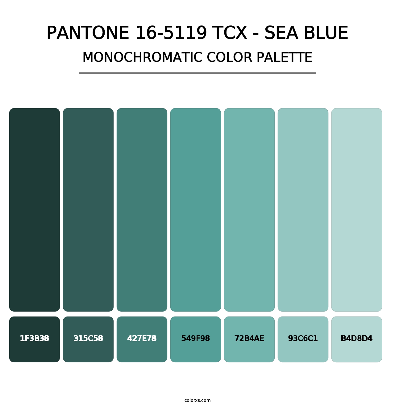 PANTONE 16-5119 TCX - Sea Blue - Monochromatic Color Palette
