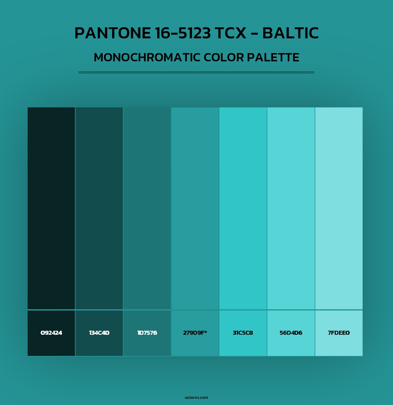 PANTONE 16-5123 TCX - Baltic - Monochromatic Color Palette