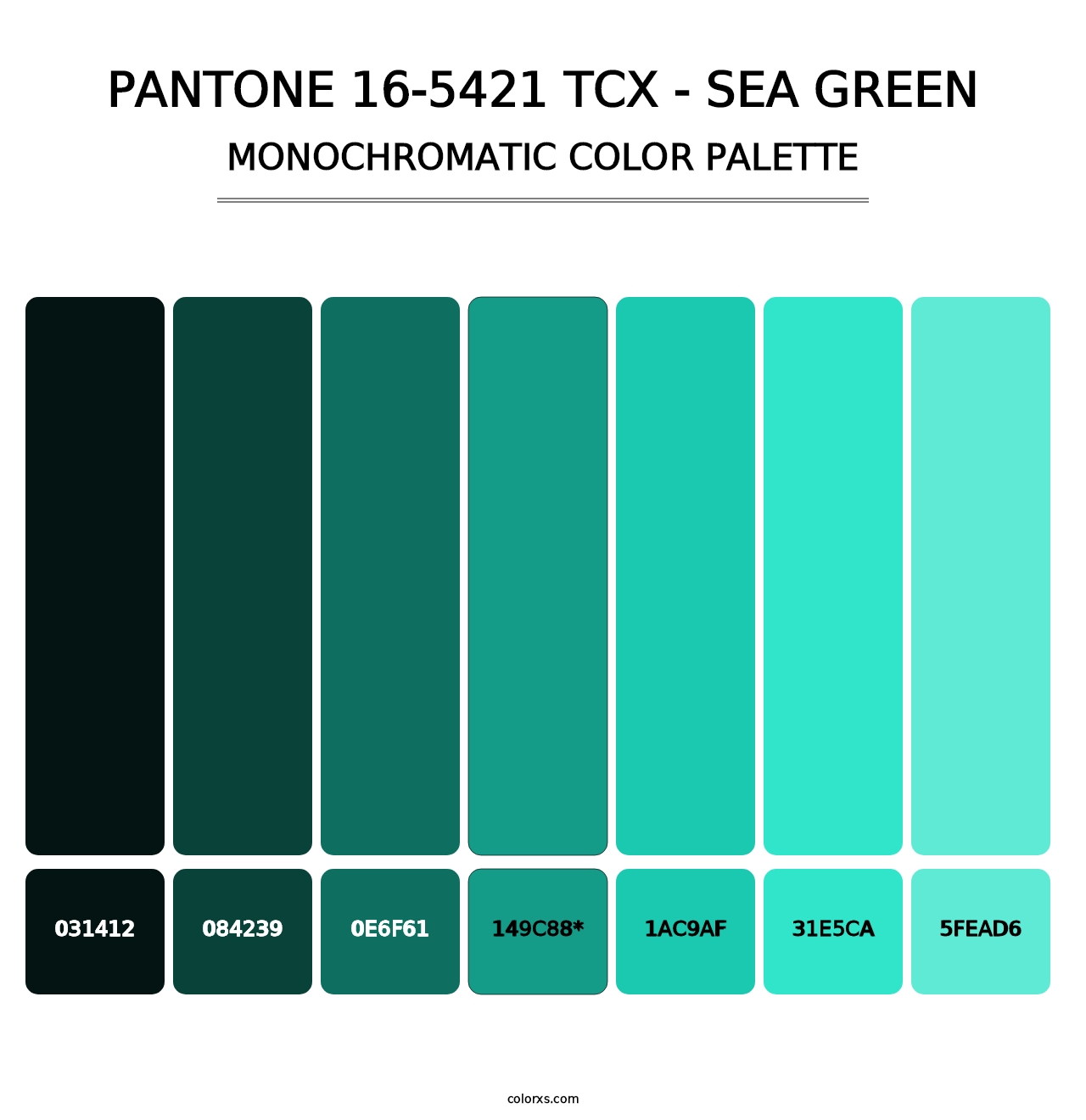 PANTONE 16-5421 TCX - Sea Green - Monochromatic Color Palette