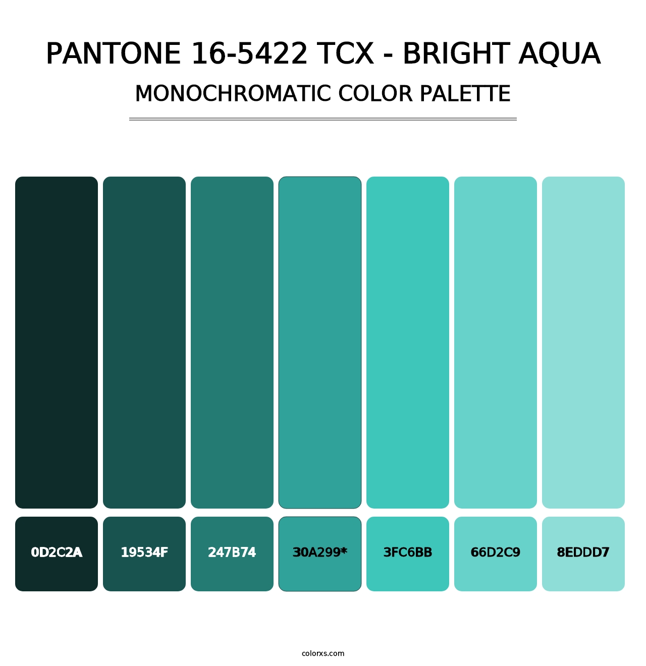 PANTONE 16-5422 TCX - Bright Aqua - Monochromatic Color Palette